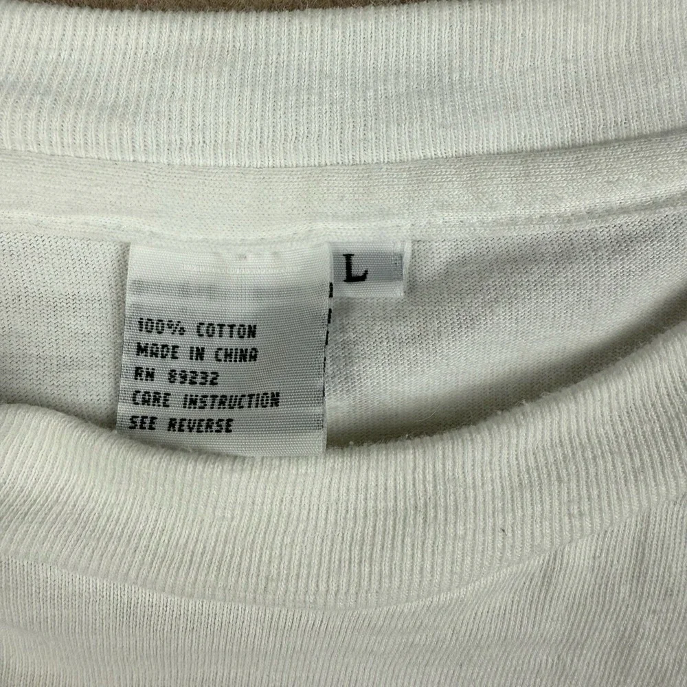 Vintage Hong‎ Kong Shirt Men L White Tourist Junk Boat Graphic Single Stitch Tee